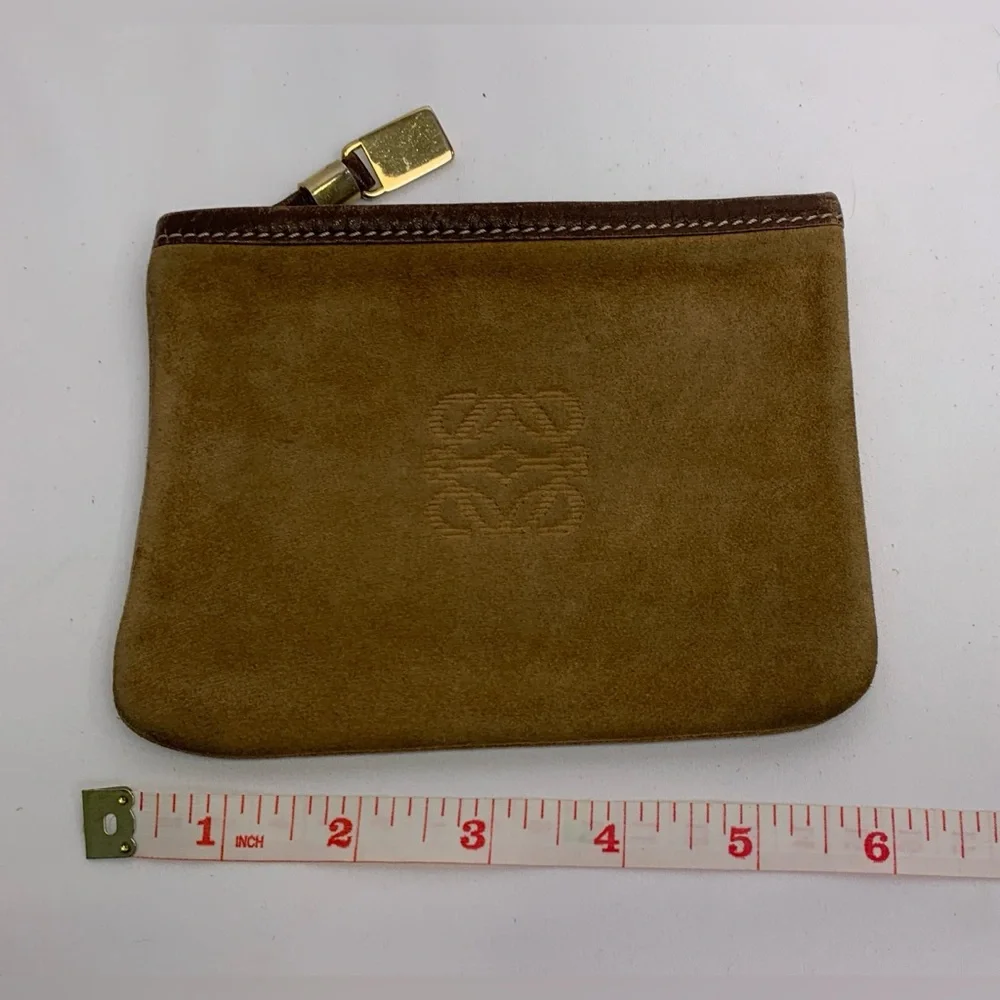 Loewe Tan Camel Suede Zip Pouch